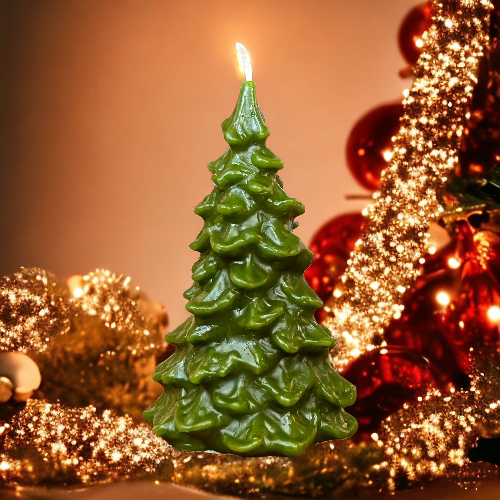 Christmas Tree Candle, Pure Beeswax, Small, Medium, and Large sizes.