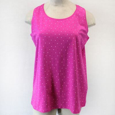Catherines Plus Suprema Pink Polka Dot Cotton Tank Top Blouse 4X 30/32