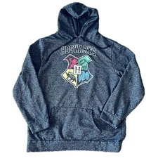 Harry Potter Hogwarts Men's Charcoal Pullover Hooded Sweatshirt Small - NWT