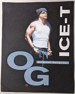 Vintage 1991 Ice-T OG Original Gangster Tshirt Promo Proof Sample Pellon