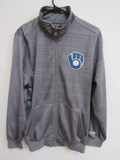 MLB G lll by Carl Banks Full Zip Lined Track Jacket Milwaukee Brewers Medium