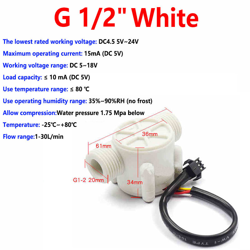 Water Flow Rate Module Liquid Flow Meter Water Flow Sensor Module 1-30L/min – Hall Effect ...