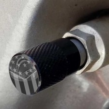 4 Vivid Black Billet Aluminum Knurled Tire Air Valve Stem Caps Ghost Usa Flag Ii
