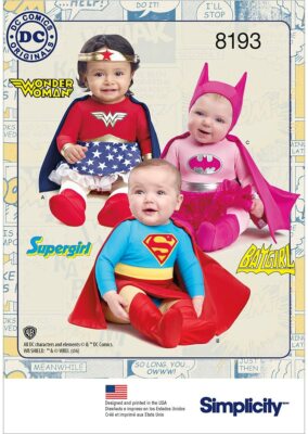   8193 MUSTER EINFACHHEIT KOSTÜM WONDER WOMAN SUPERGIRL BATGIRL 0 BIS 18 MONATE
