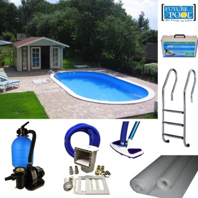 Ovalbecken ALL IN SET  Folie 0,8 mm Stahlwandbecken Pool  Stahlwandpool Set
