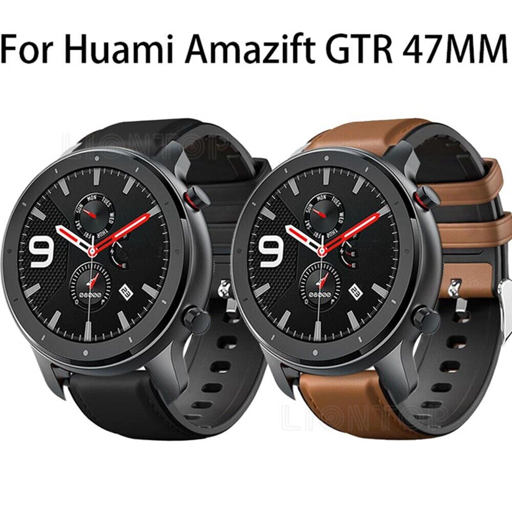 GENERICO Correa de Cuero compatible Amazfit Gtr 4 3 2 47mm Stratos