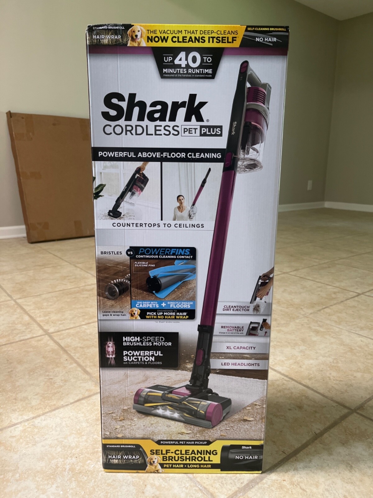 Shark Rocket IZ162H Pet Pro Bagless Cordless Magenta Stick Vacuum