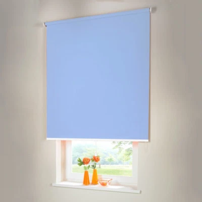 Verdunkelungsrollo Mittelzugrollo Springrollo Rollo - Höhe 180 cm hellblau - Bild 1 von 3