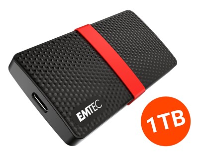 Emtec Power Plus X200 1TB USB 3.1 Externe SSD Schwarz 450 MB/s (ECSSD1TX200) NEU