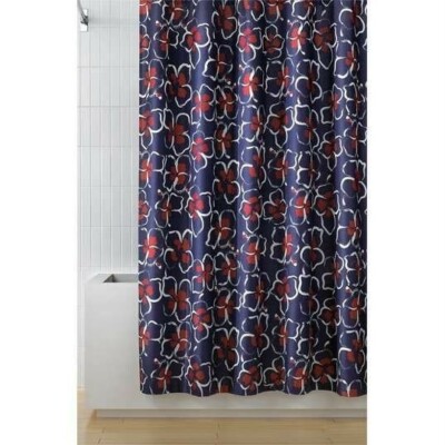 Diane Von Furstenberg DANCING GARLANDS Floral Shower Curtain blue Red NEW