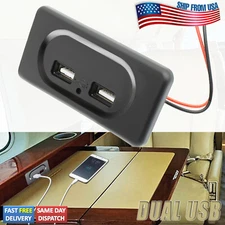 3.1A 12V Dual USB Port Fast Charger Socket Power Outlet Panel Motorcycle Car RV.