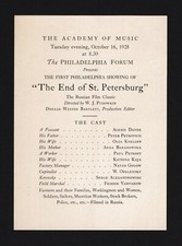 Vsevolod Pudovkin "THE END OF ST. PETERSBURG" 1928 Russian Film Classic Program