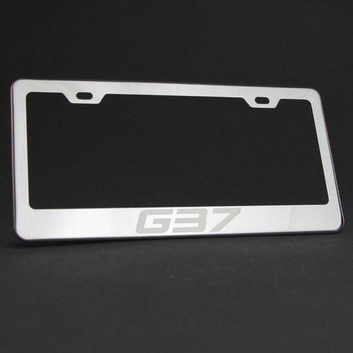 G37 Laser Engraved Polish Stainless Steel License Plate Frame Chrome Screw Cap - Imagen 8 de 12