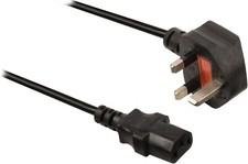 Image of UK Mains Plug to IEC C13 Power Lead 2M UK Plug to IEC-320 C13 Power Cable Black