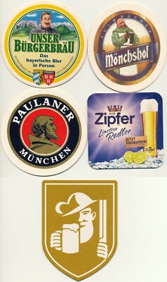 5x Bierdeckel   Bürgerbräu, Mönchshof, Paulaner, Zipfer, Schönbuch   5 Stück