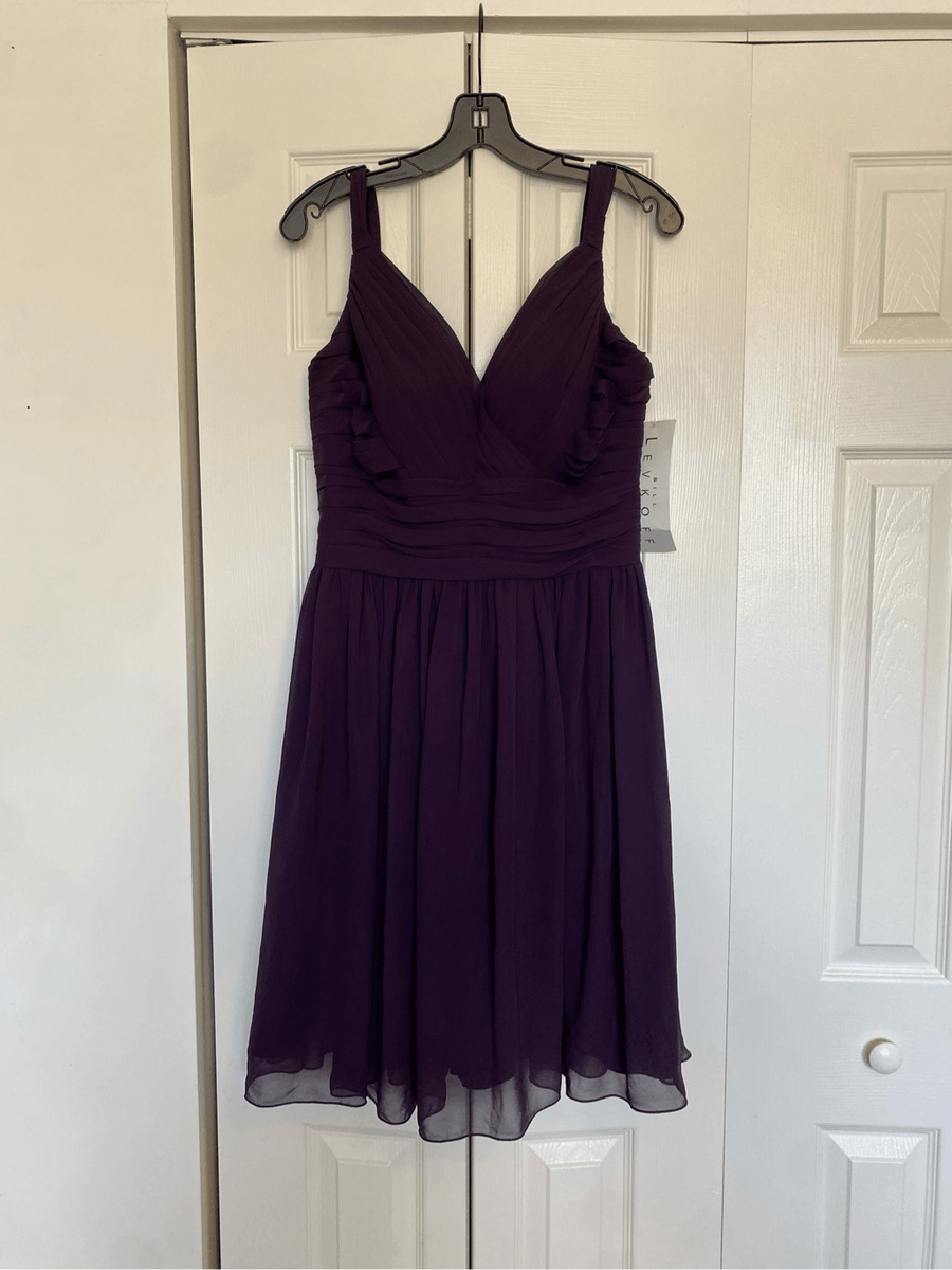 Bill Levkoff NWT Bridesmaid Chiffon Short Dress in Plum Purple, Sz 10 | eBay