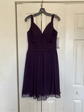 Bill Levkoff NWT Bridesmaid Chiffon Short Dress in Plum Purple, Sz 10