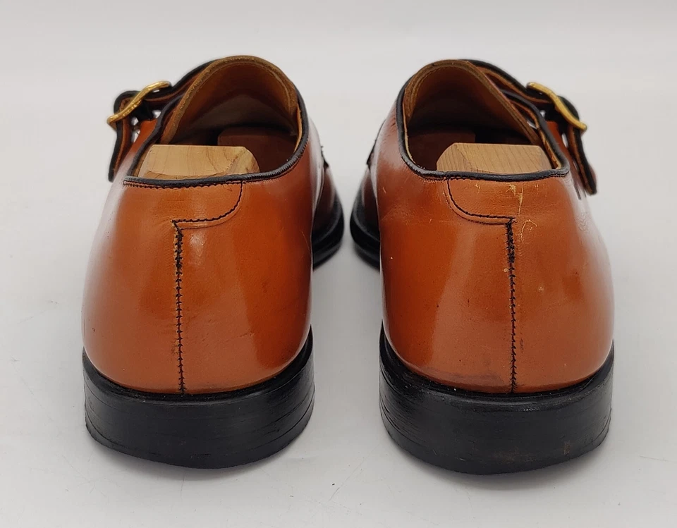 Zapatos Bostonianos Vintage V-Cleat Hechos en EE. UU. Camel Hebilla Frontal Oxfords Talla 10 M Foto 4 de 4