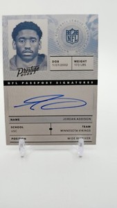 Jordan Addison 2023 Prestige NFL Passport Signatures #NPS-JA Vikings AUTO