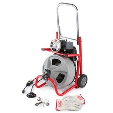 Ridgid 26998 K-400 115V 6.7Amp Drum Drain Machine with C-45 IW Cable & Gloves