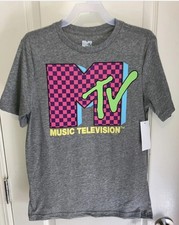 Boys Tee Shirt MTV Size 10/12 large Music Television gray multi color shirt