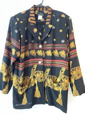 Vintage Carole Little Etruscan Revival Rayon Gauze Padded Shoulders Jacket M-L
