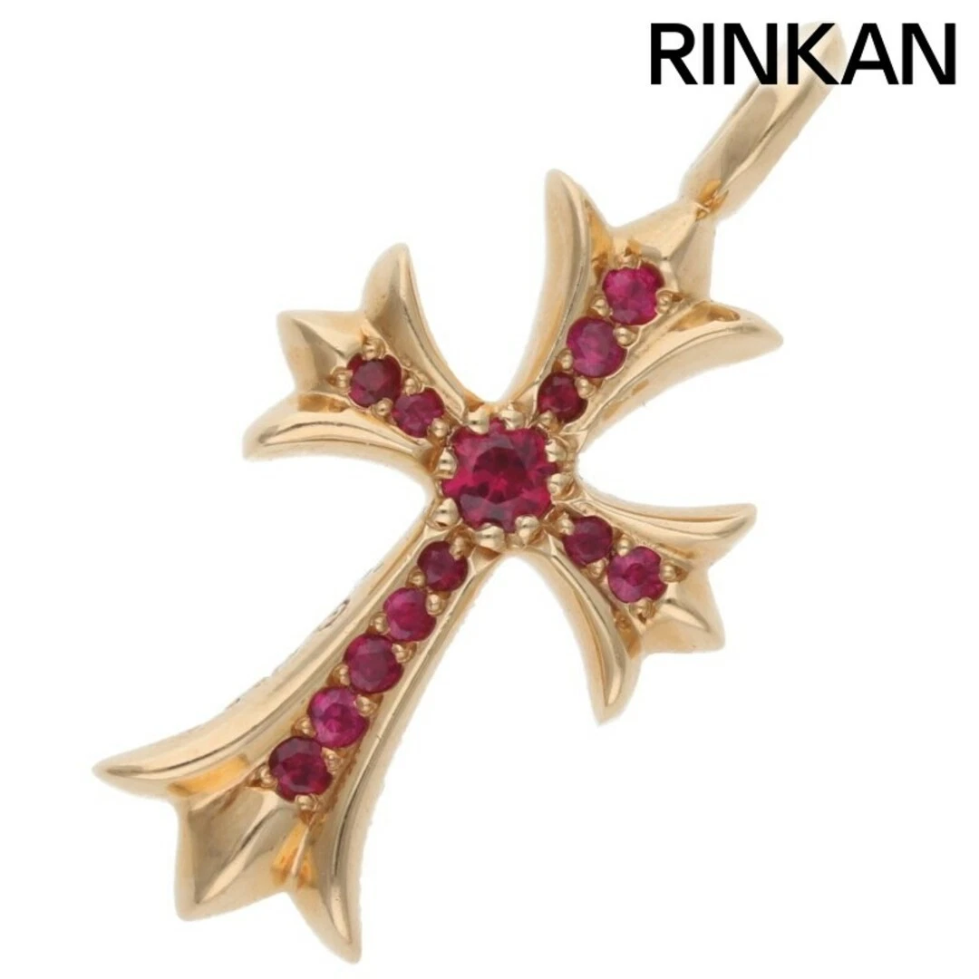 CHROME HEARTS Ciondolo Cromo Cuori 22K TNY CRSF P RUB Piccola Croce Grassa Pave Rubino Oro Usat