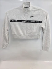 Nike Sweatshirt Womens Medium Gray Air Cropped Quarter Zip Pullover Athletic