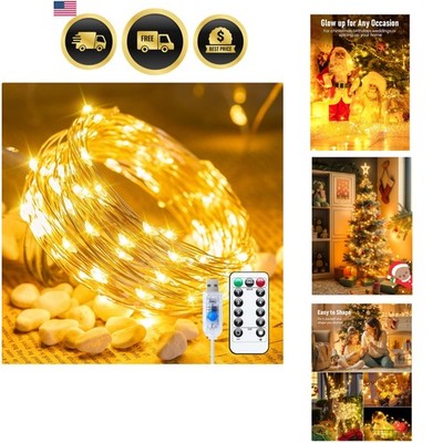 Twinkle Fairy Lights, 33 ft 100 LED USB Plug in String Lights with Remote and...