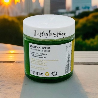 Truly Matcha Whipped Face Scrub + Green Tea & Vitamin A Boost With Sea Salt 4 Oz