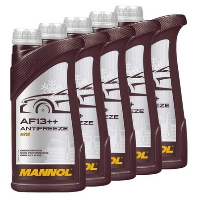 Kühlerfrostschutz Rot G13+ 5x 1 Liter MANNOL Antifreeze AF13++ -40°C Kühlmittel 