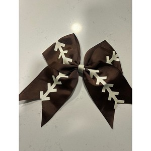 Kids Brown Football Bow Hair Clip Sports Cheerleader Accessory