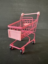 Miniature Pink Metal Shopping Cart Doll Size Supermarket Buggy Folding Basket 5  