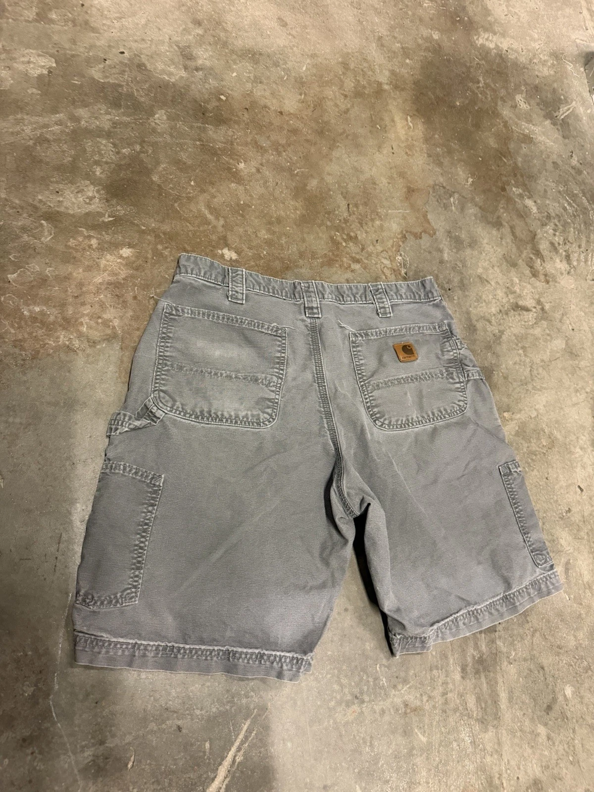 Carhartt B147 Gray Carpenter Original Fit Canvas Work Shorts Mens 34 X 10 Cargo