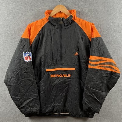 Vintage Cincinnati Bengals Puffer Jacket Mens XL Black Orange Apex One Zip NFL