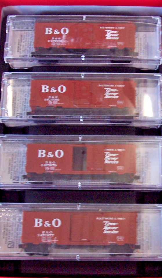 Micro Scale Micro Trains N scale B & O BOXCAR 4 car Runner Pack 993 00 064 NOS OOP ...