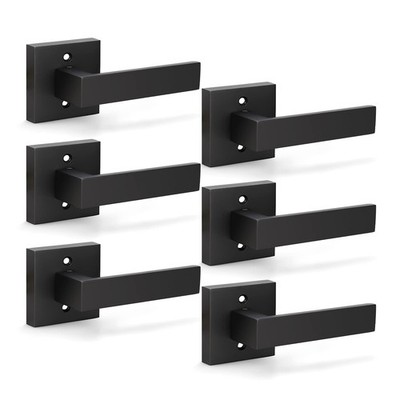 KNOBWELL 6 Pack Matte Black Dummy Door Handles Interior Door Knob for Closet ...