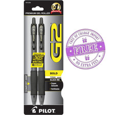 Pilot G2 Premium Gel Pens Black Bold 1mm Point Smooth Writing Pack of 2 Office