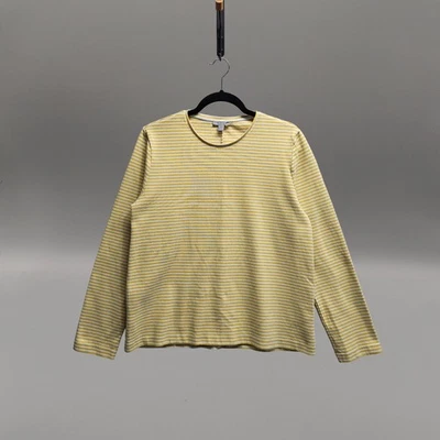COS Yellow White Striped Long Sleeve Top Cotton Blend Casual Size Large 3777 - Image 1 of 4
