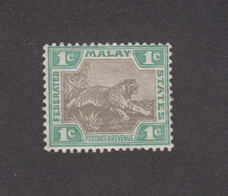 Malaya 1901. 1c. Federated Malay States. Tiger (Panthera tigris) SC# MS 18 MH OG