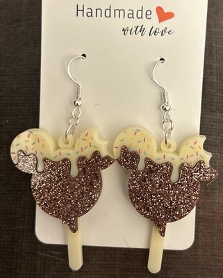 Handmade sparkly Disney Mickey Mouse ice cream Earrings