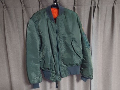 Rare 90 s ALPHA INDUSTRIES MA-1 Khaki Flight Jacket Made in USA -Used -From Jap