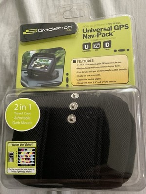 Bracketron Universal GPS Nav-Pack Dash Mount Zipper Weighted Case Brand New Look
