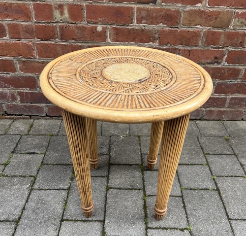 Vintage Mid- Century Rattan Wicker Marquetry Boho Shabby Chic Side ...