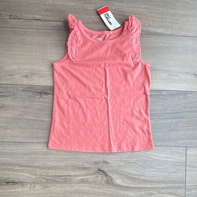 Epic Threads Girls Size 5 Pink Solid Ruffle Crew Neck Sleeveless Tank Top
