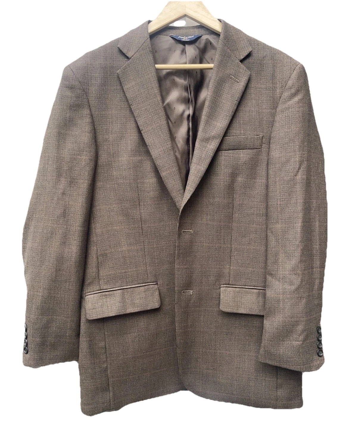Joseph & Feiss Gold Men's Brown 100% Wool Regular Fit Check Jacket Blazer 38R
