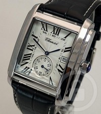 Rectangular Dress Watch Pearl White Edition Small Second Black Leather