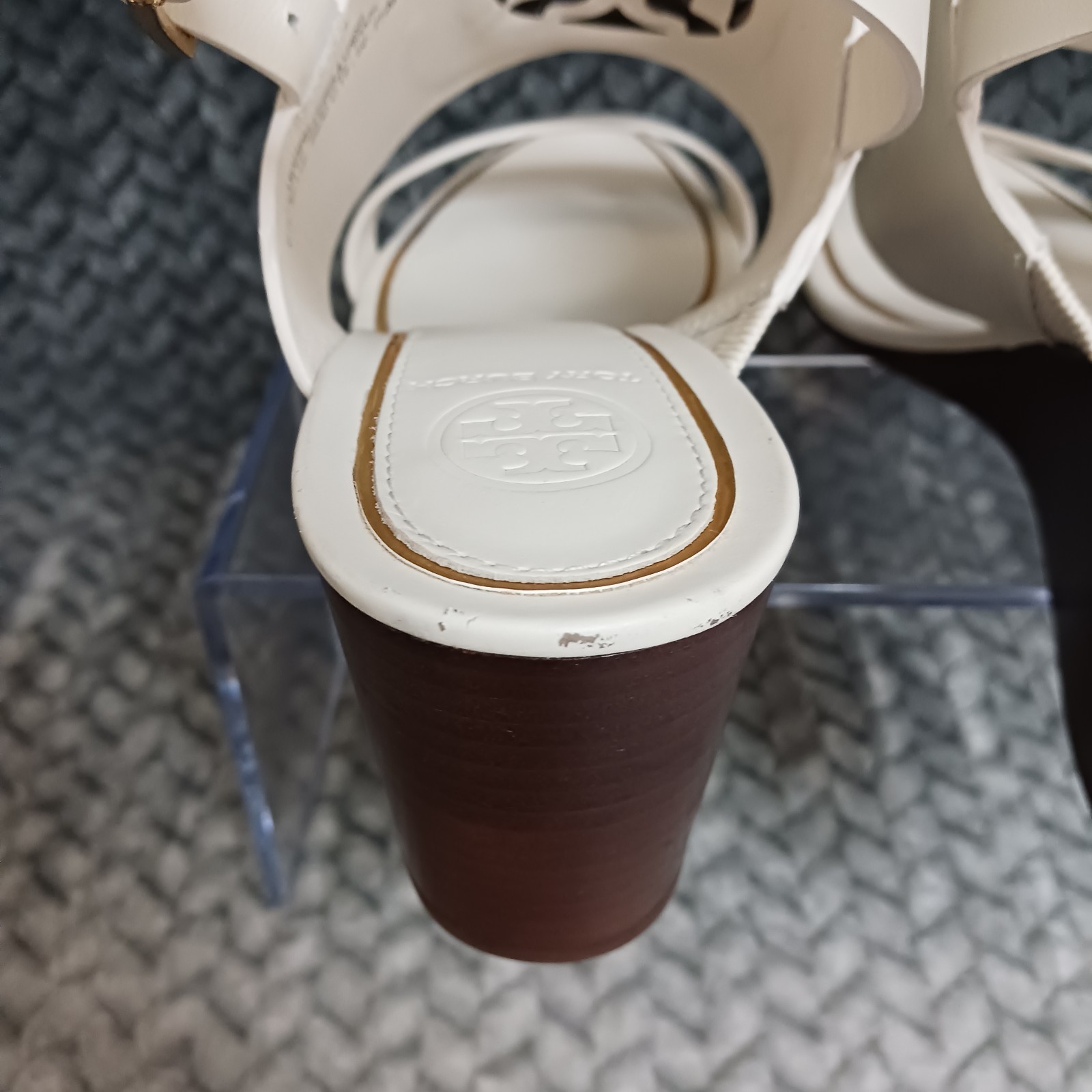 Tory Burch Bleach Gold Veg Leather Metal Miller 65mm Wedge Women's Sandals 7.5M thumbnail 4