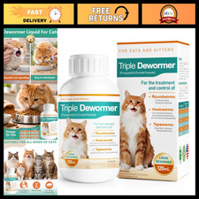 Liquid Cat Dewormer - Triple Action Pyrantel Praziquantel for Tapeworms, Round