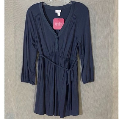 NWT Isabel Maternity Ingrid & Isabel Medium Blue Gray Tie Waist Button Front Top